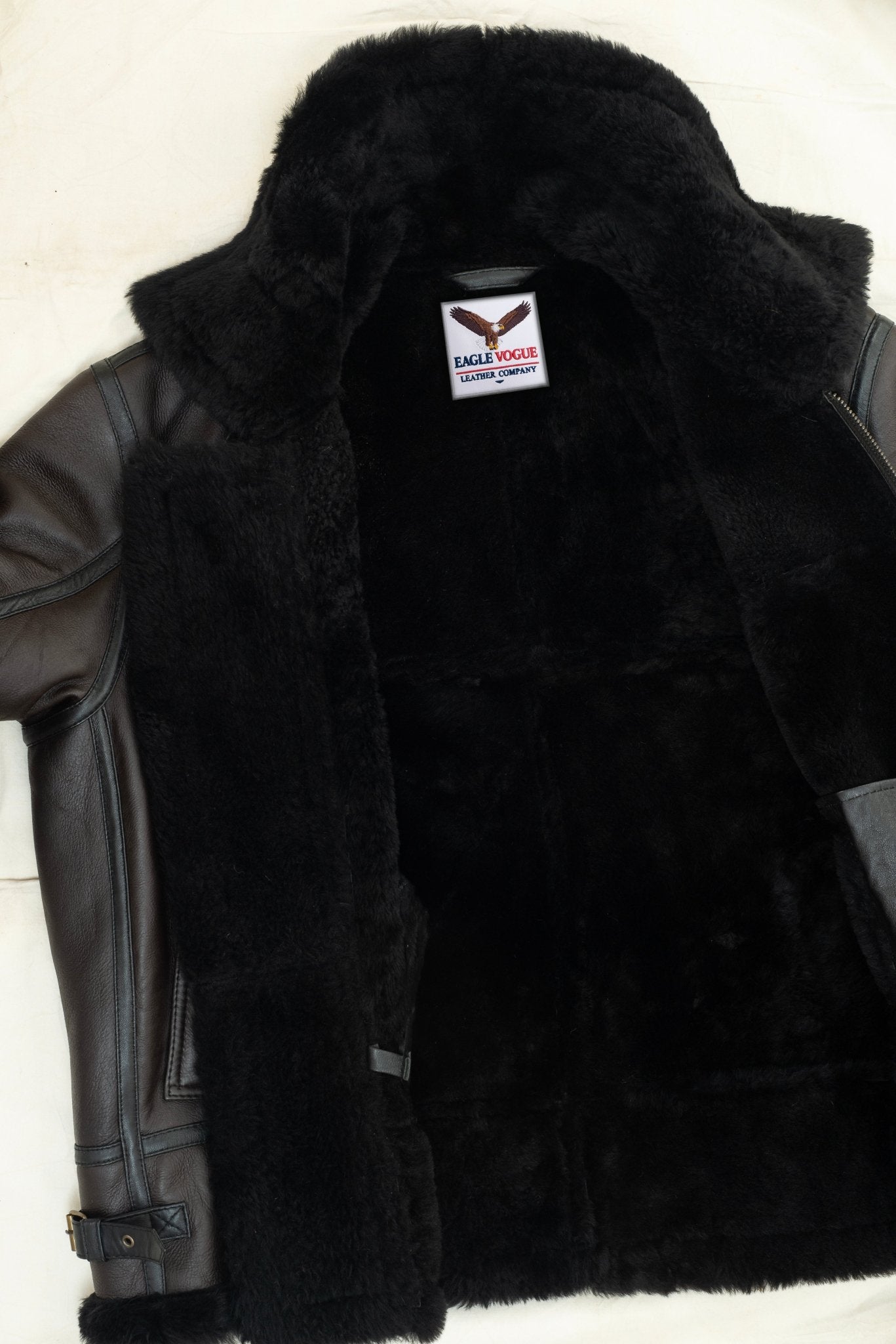 Aviator Jacket | Black Shearling Lined Brown Leather Bomber | Pilot Winter Coat | Warm & Rugged Flight Jacket | Eagle Vogue