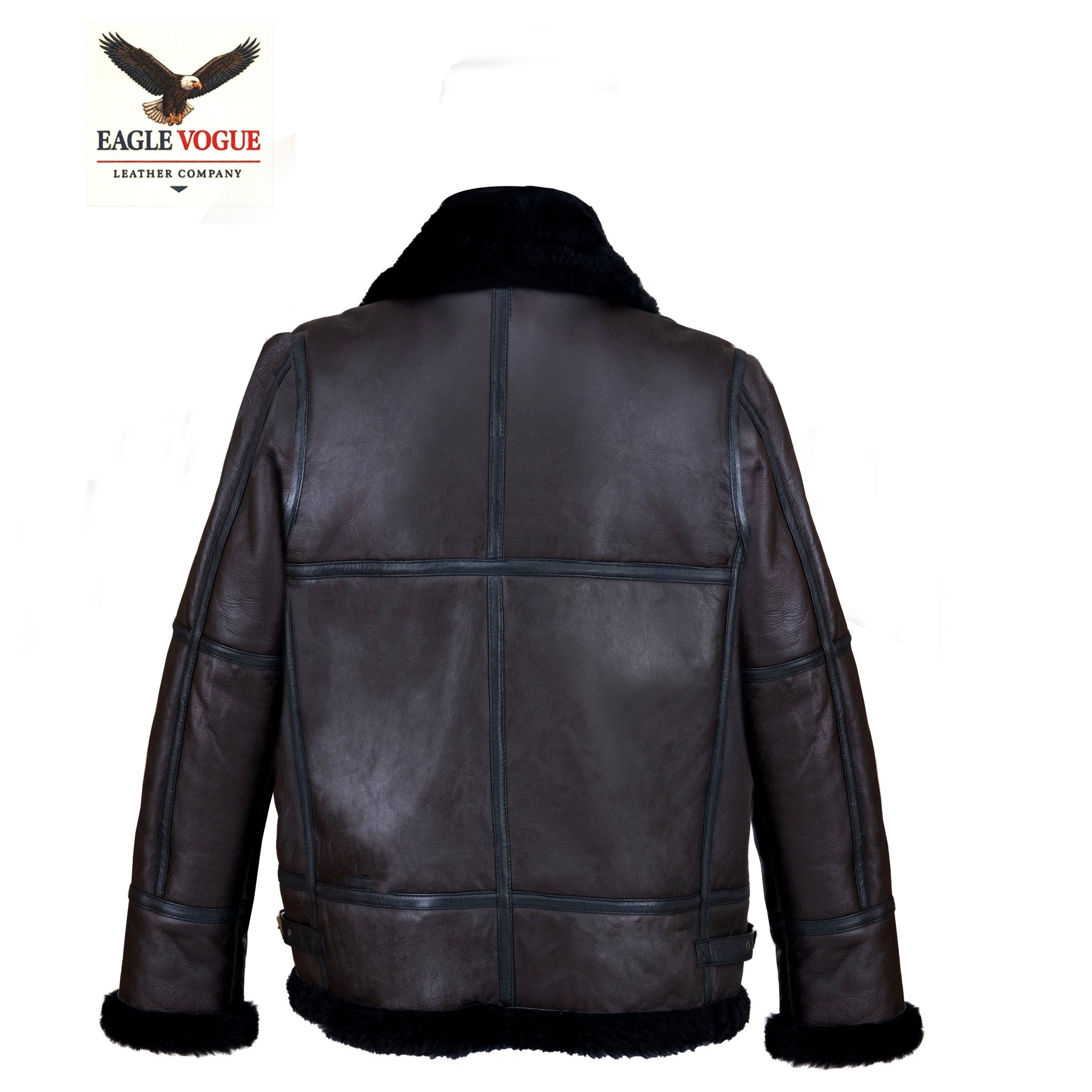 Aviator Jacket | Black Shearling Lined Brown Leather Bomber | Pilot Winter Coat | Warm & Rugged Flight Jacket | Eagle Vogue