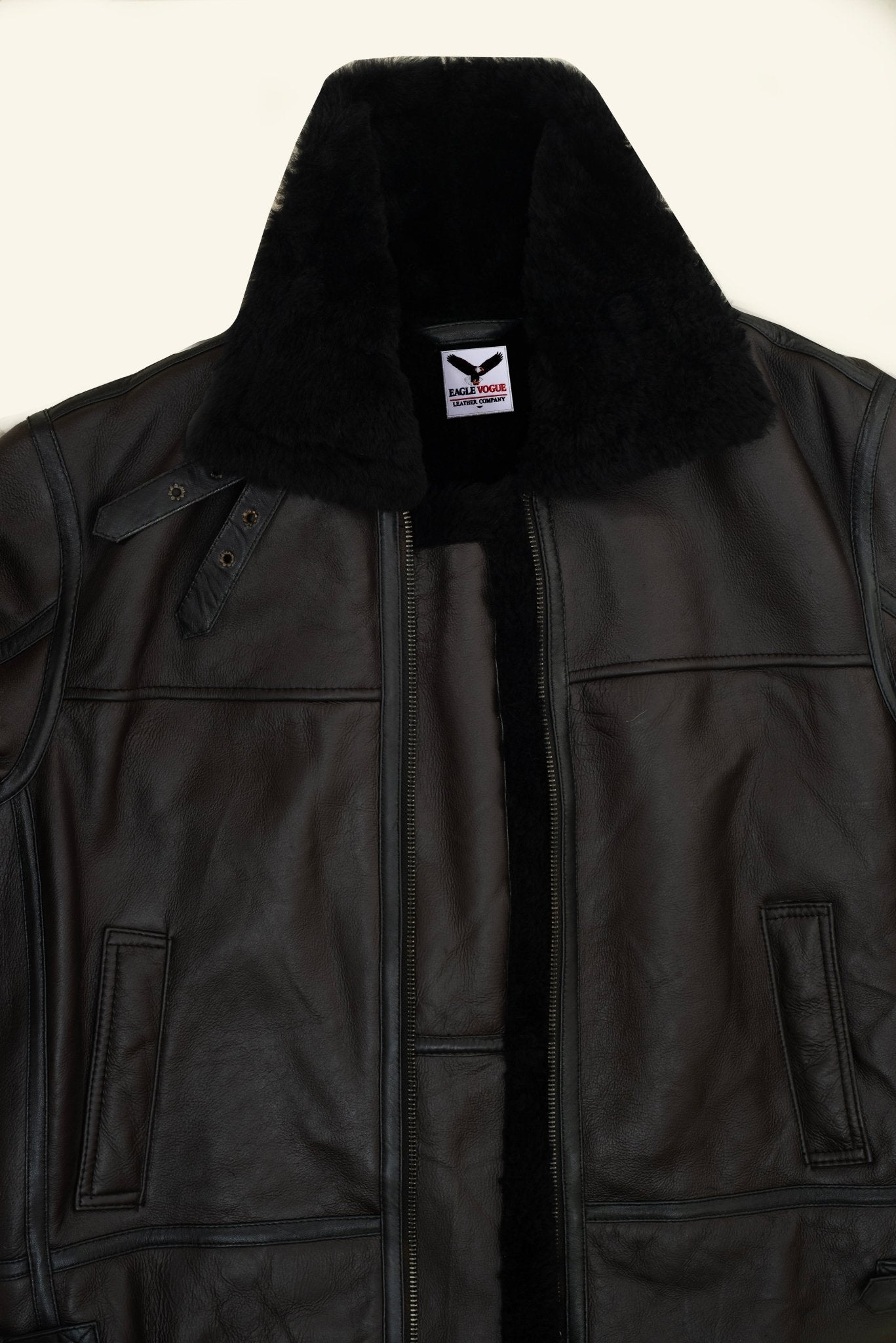 Aviator Jacket | Black Shearling Lined Brown Leather Bomber | Pilot Winter Coat | Warm & Rugged Flight Jacket | Eagle Vogue