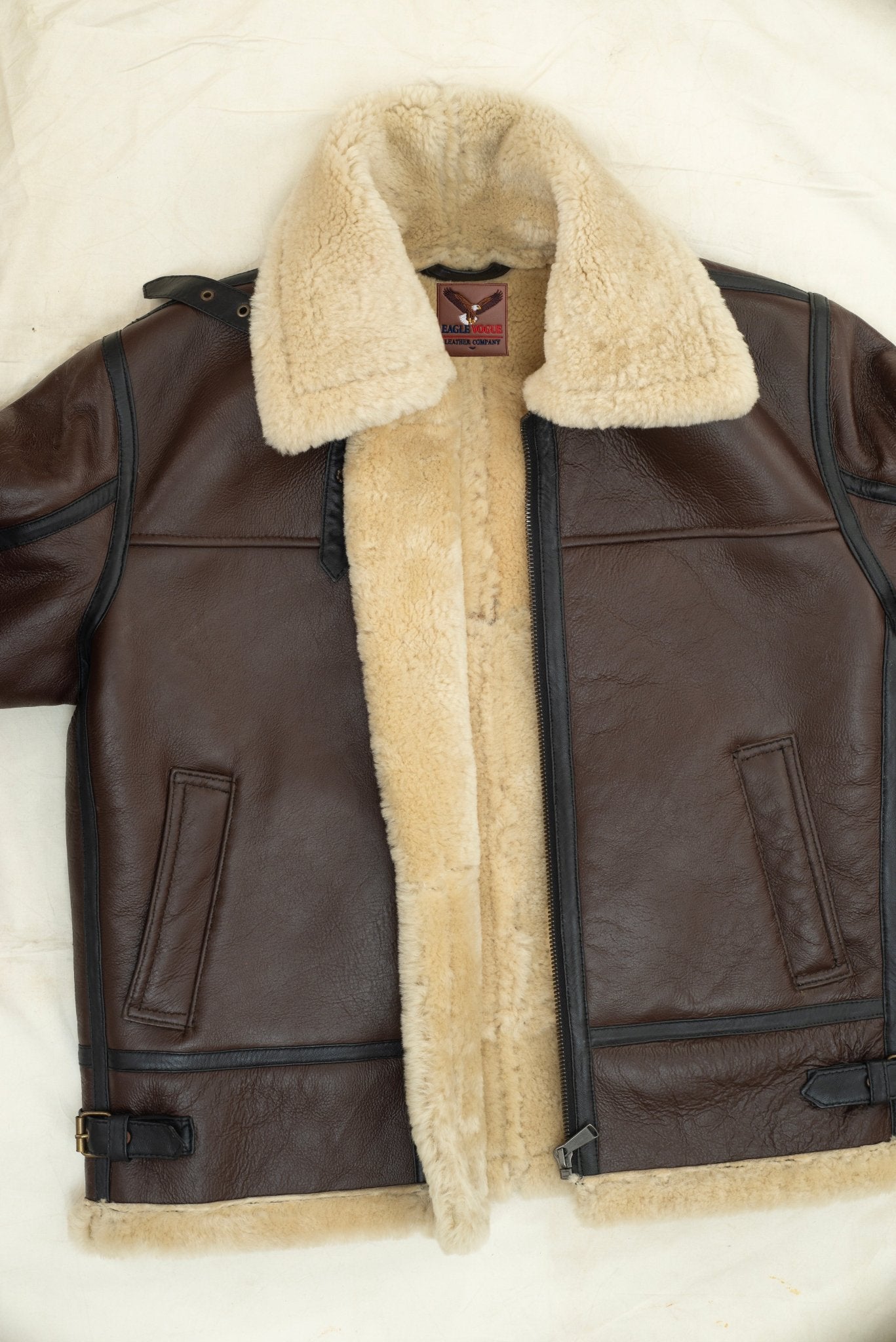 B3 Brown Aviator Shearling Jacket | Natural Sheepskin Leather Bomber | Pilot Winter Coat - Warm Flight Jacket | Eagle Vogue