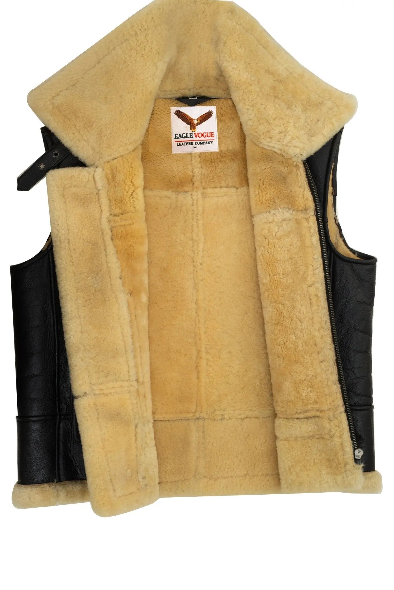 Black Shearling Vest | Genuine Sheepskin Aviator Waistcoat | Handmade Leather Sleeveless Jacket | B3 Pilot Style Gilet | Eagle Vogue