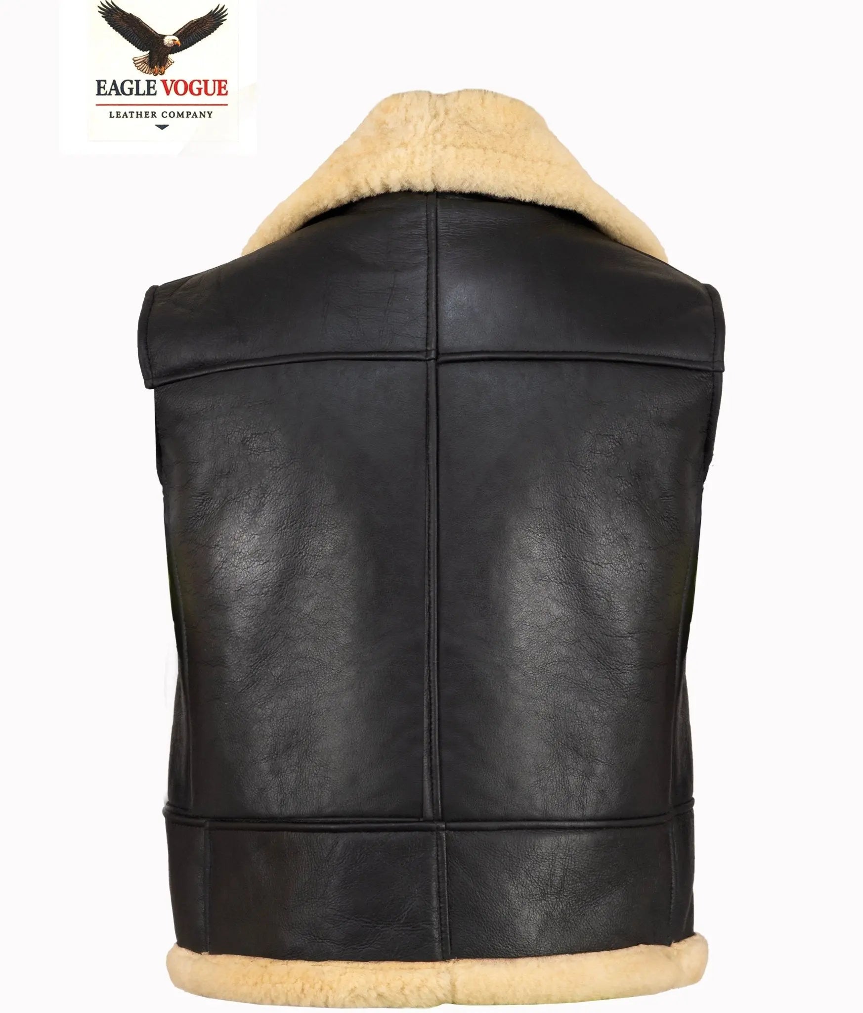 Black Shearling Vest | Genuine Sheepskin Aviator Waistcoat | Handmade Leather Sleeveless Jacket | B3 Pilot Style Gilet | Eagle Vogue