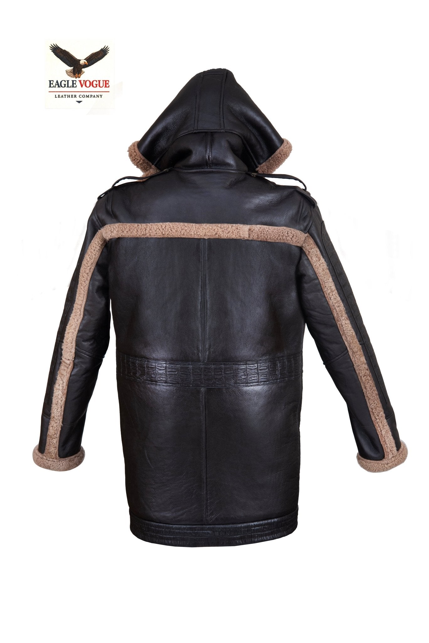 Hooded Shearling Coat | Black Leather Parka with Natural Shearling | Long Sheepskin Winter Jacket | Luxury Outerwear | Eagle Vogue