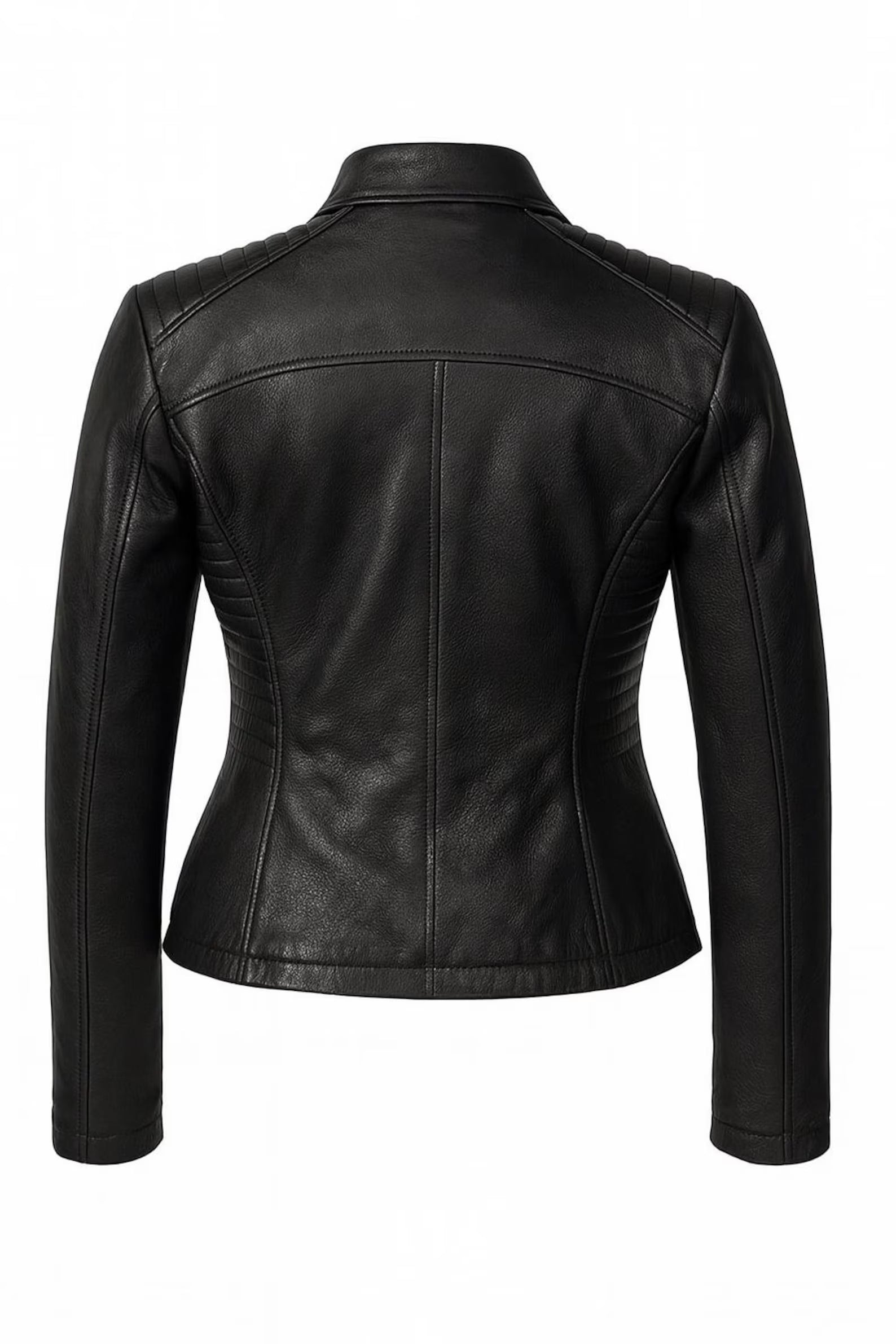 Brown Lambskin Leather Biker Jacket: Women's Fitted Moto Style
