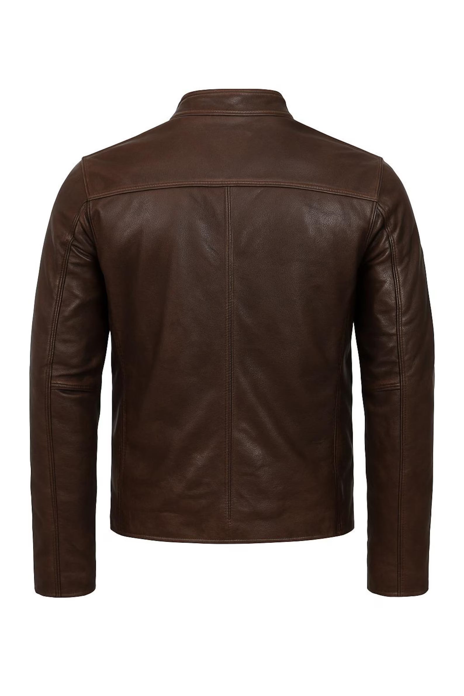 Men's Genuine Leather Cafe Racer Jacket - Black Brown Tan