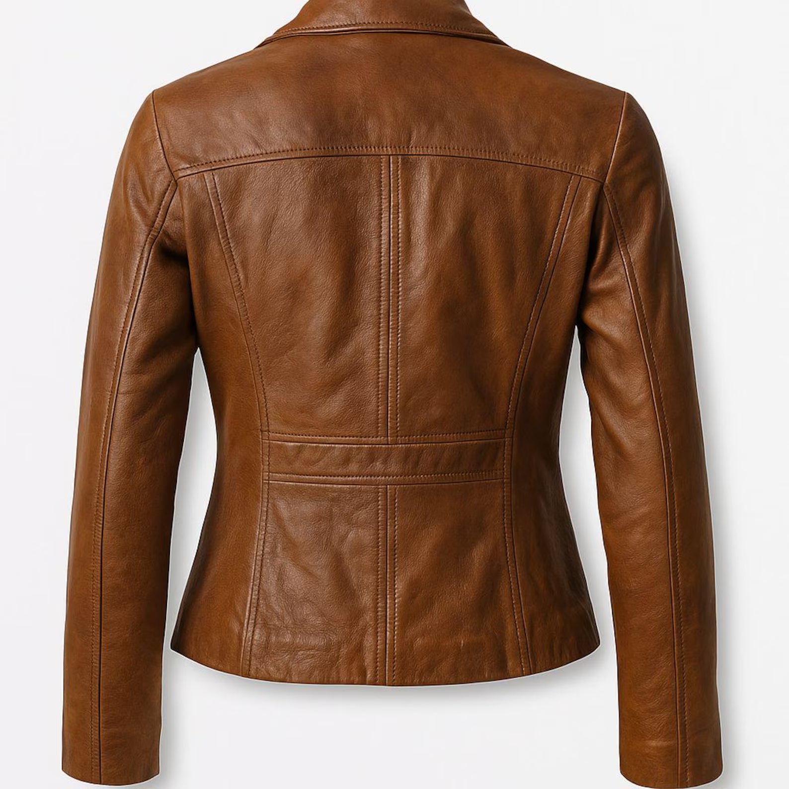Fitted Lambskin Leather Blazer - Women's Brown Two-Button Jacket
