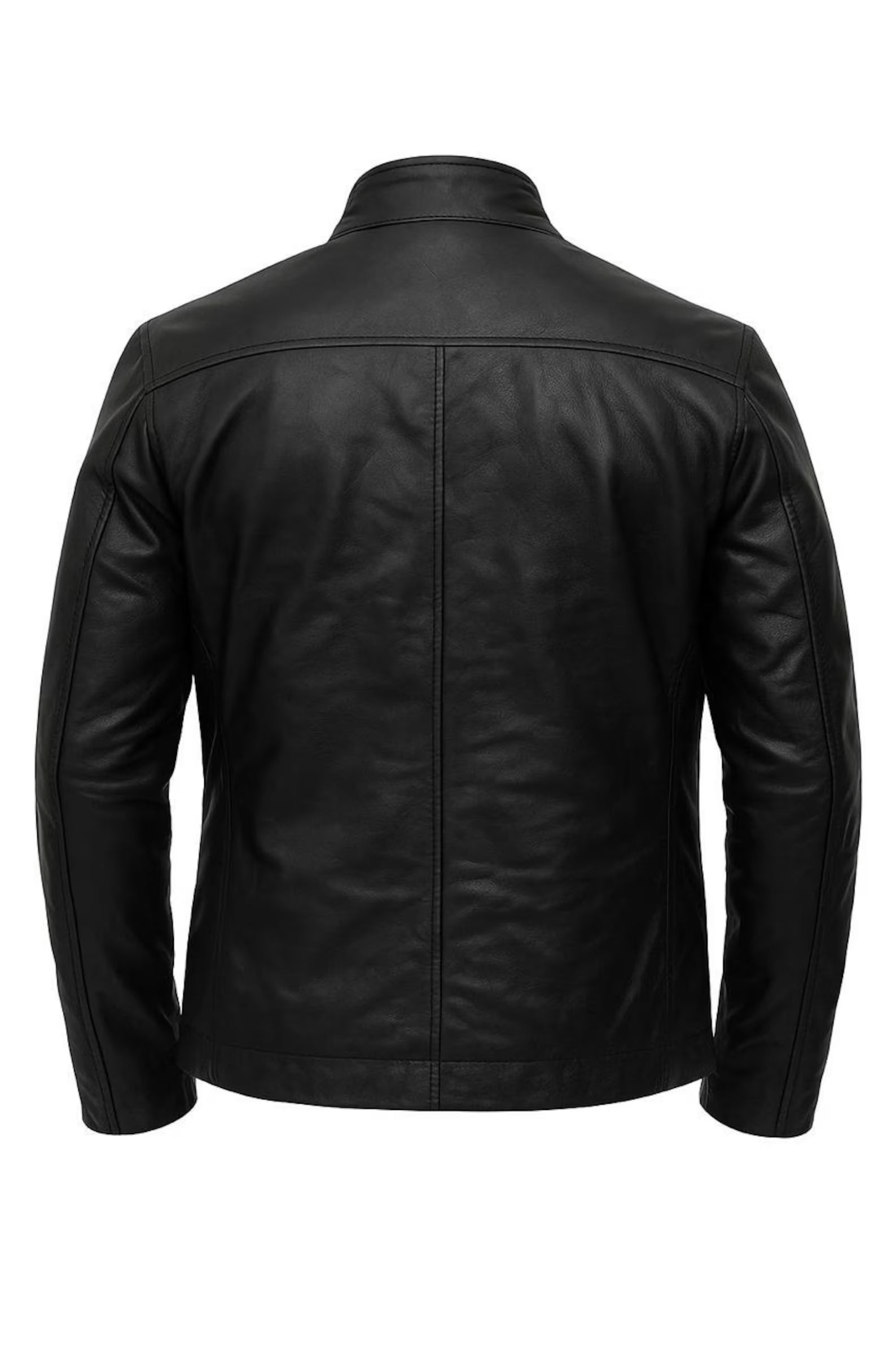 Men's Genuine Leather Cafe Racer Jacket - Black Brown Tan