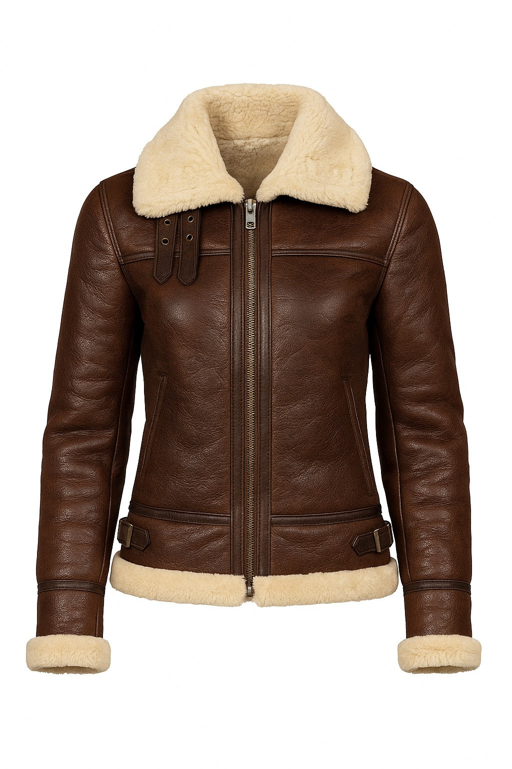 Women's Brown Shearling Leather Jacket