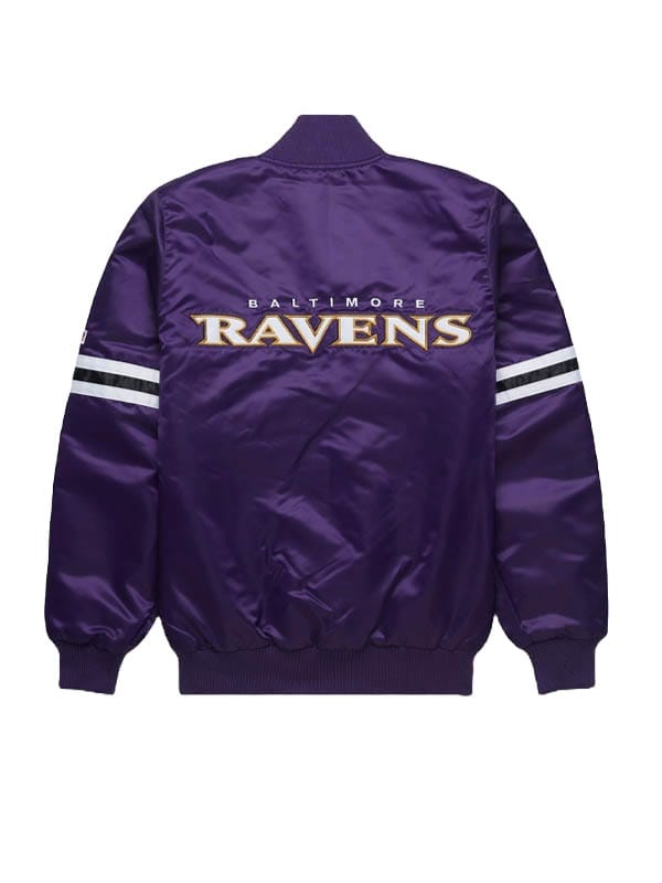 Unisex Baltimore Ravens Purple Varsity Satin Jacket - view 2