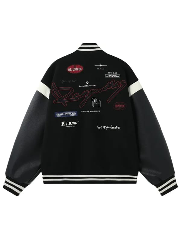 BJHG Regardles Multi Logo Letterman Varsity Jacket - view 2