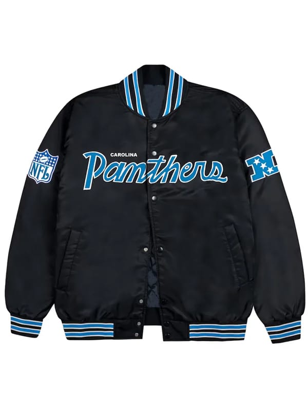 Carolina Panthers Bomber Black Satin Jacket