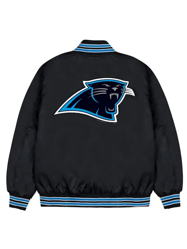 Carolina Panthers Bomber Black Satin Jacket - view 2