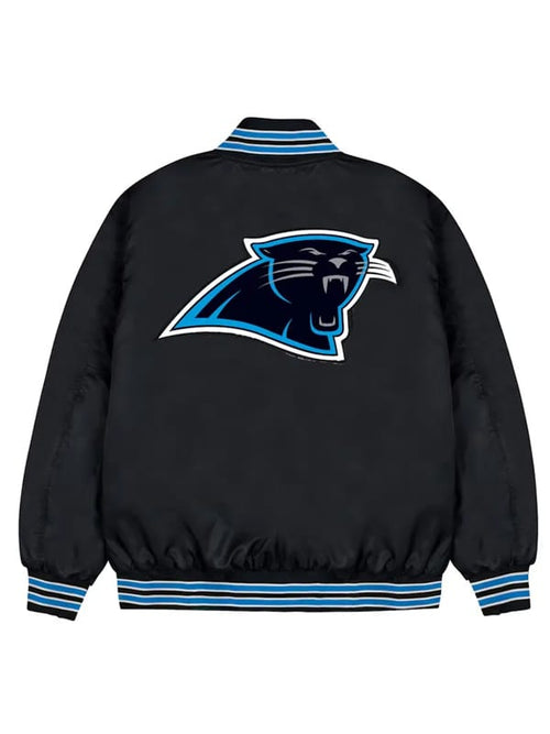 Carolina Panthers Bomber Black Satin Jacket - view 2