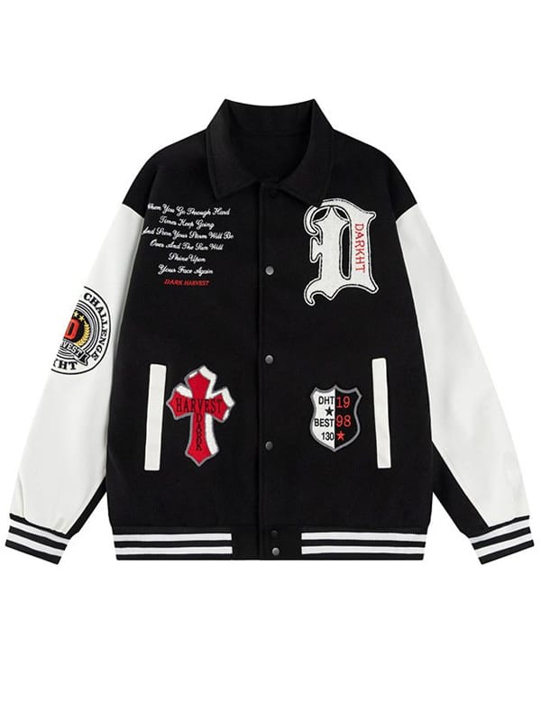 Dark Harvest Embroidered Letterman Varsity Jacket - view 3