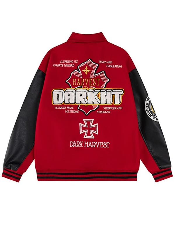 Dark Harvest Embroidered Letterman Varsity Jacket - view 4
