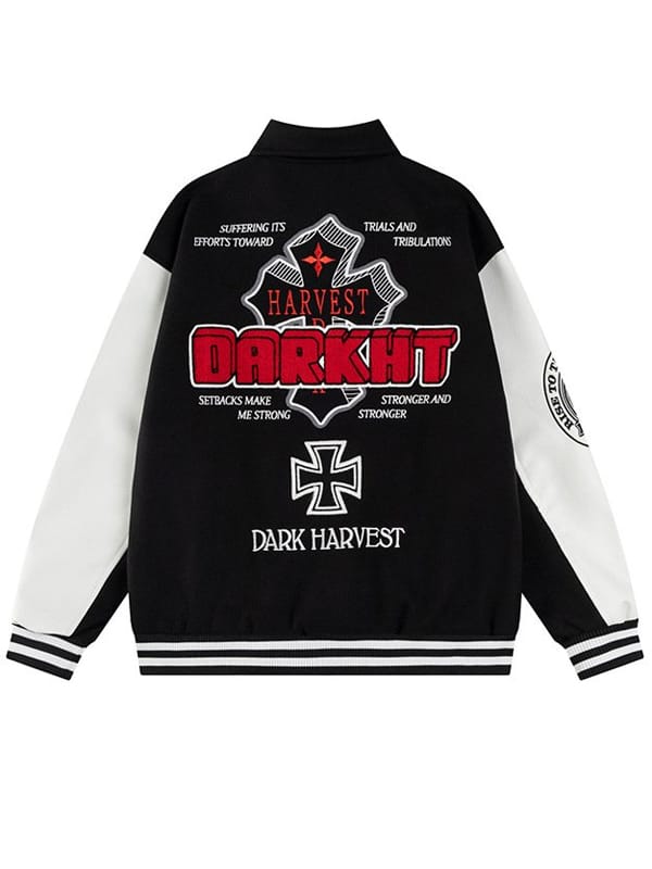 Dark Harvest Embroidered Letterman Varsity Jacket - view 6