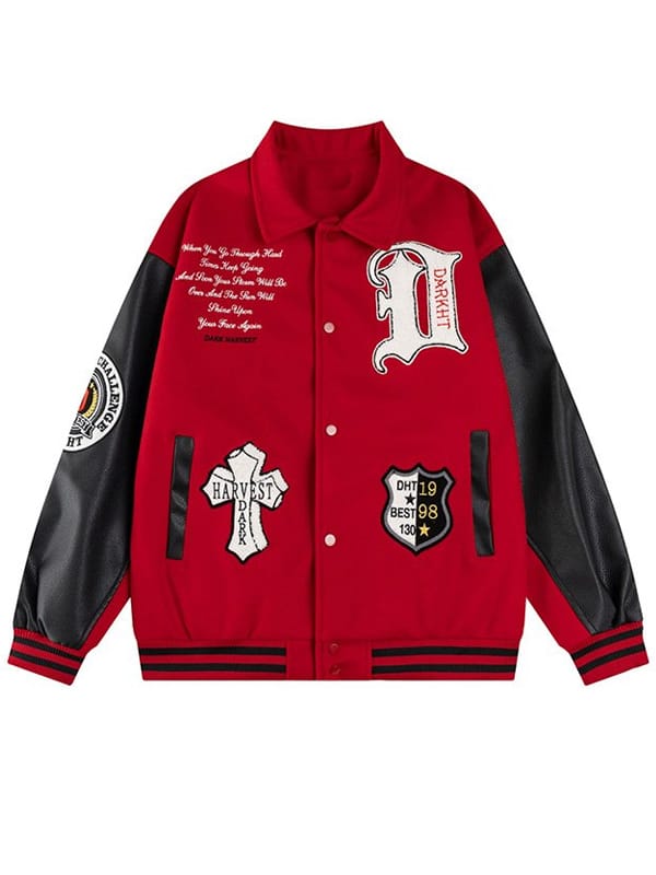 Dark Harvest Embroidered Letterman Varsity Jacket