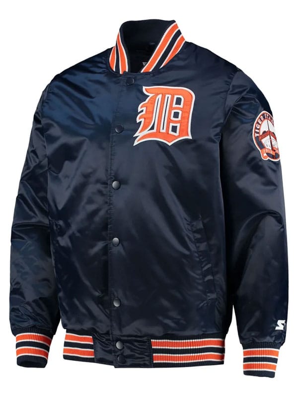 Detroit Tigers 1990’s Satin Navy Blue Varsity Jacket