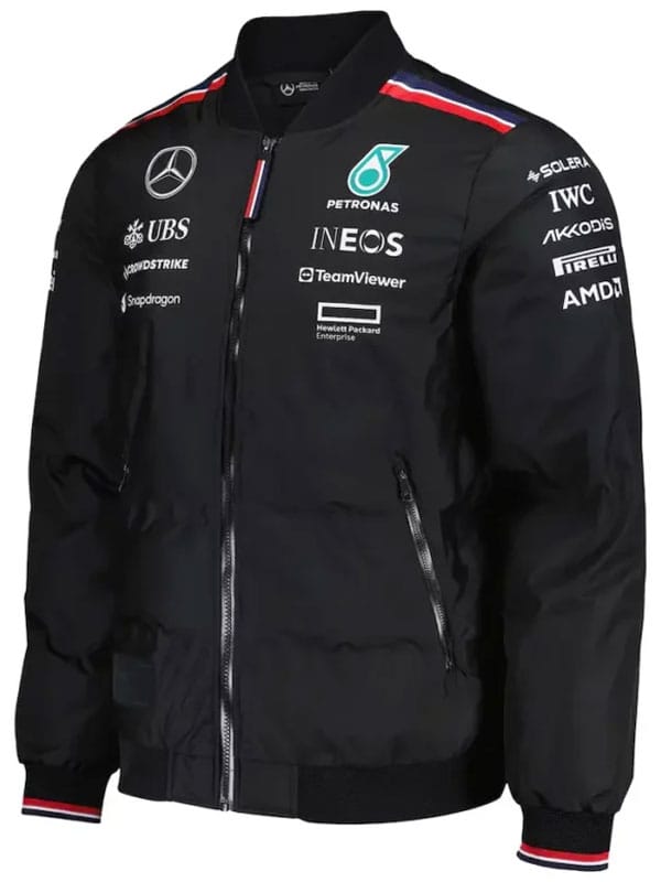 F1 George Russell Mercedes Black Bomber Jacket - view 3