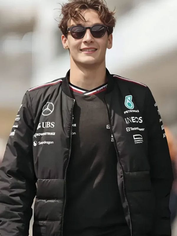 F1 George Russell Mercedes Black Bomber Jacket