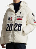 Team USA 2026 Flagbearer White Hooded Puffer Jacket