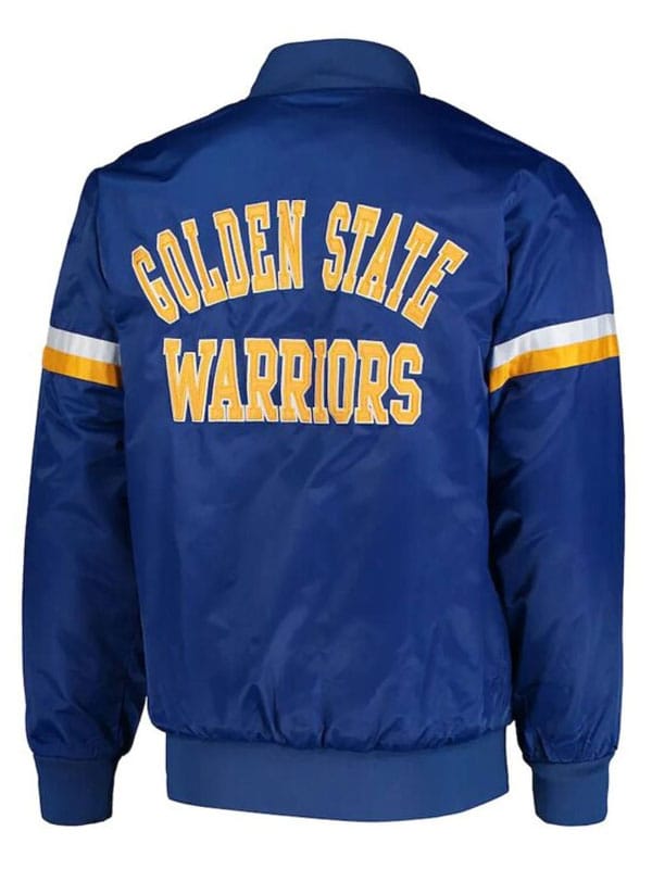 Golden State Warriors Satin Blue Varsity Jacket - view 2