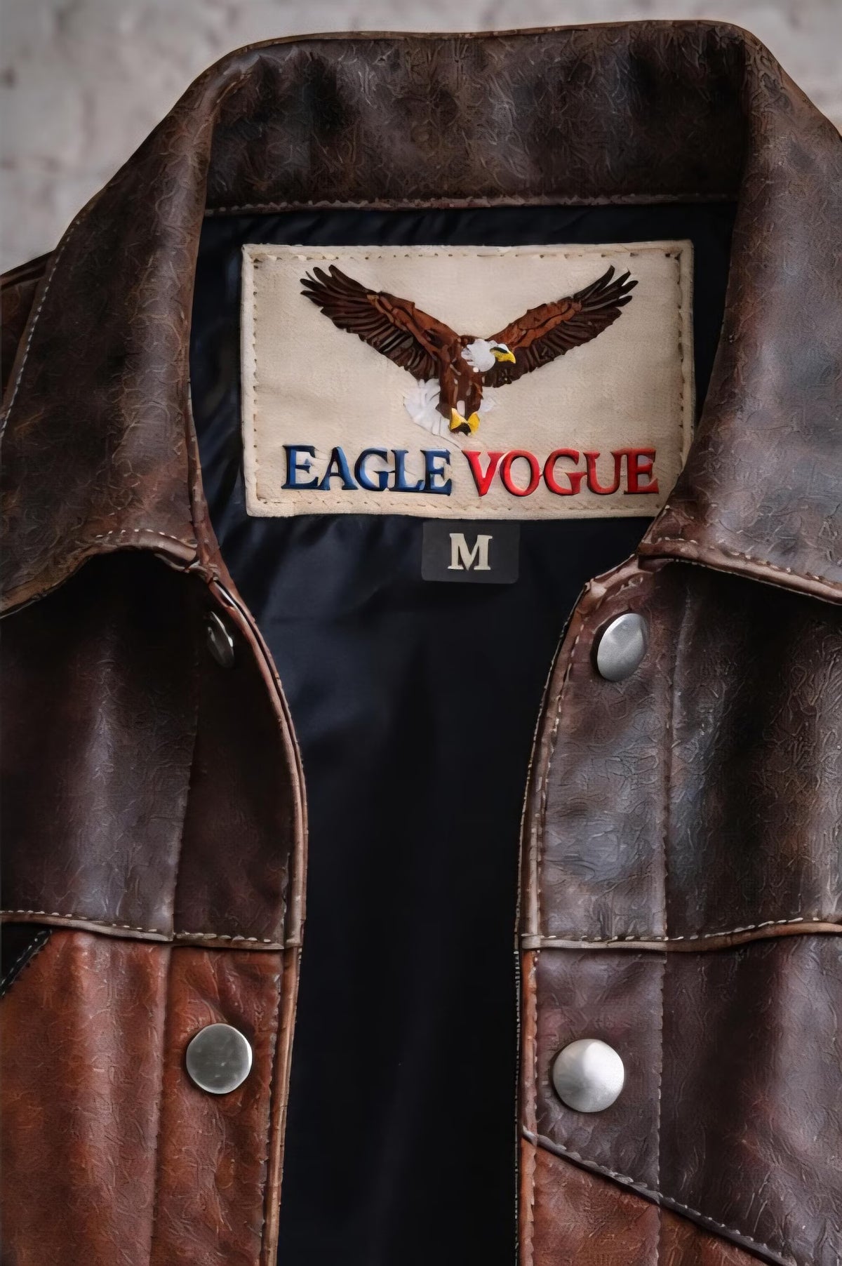 Oversized Patchwork Leather Jacket by Eagle Vogue