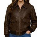 Women's Genuine Sheep Leather Bomber Jacket – Handmade Vintage Style