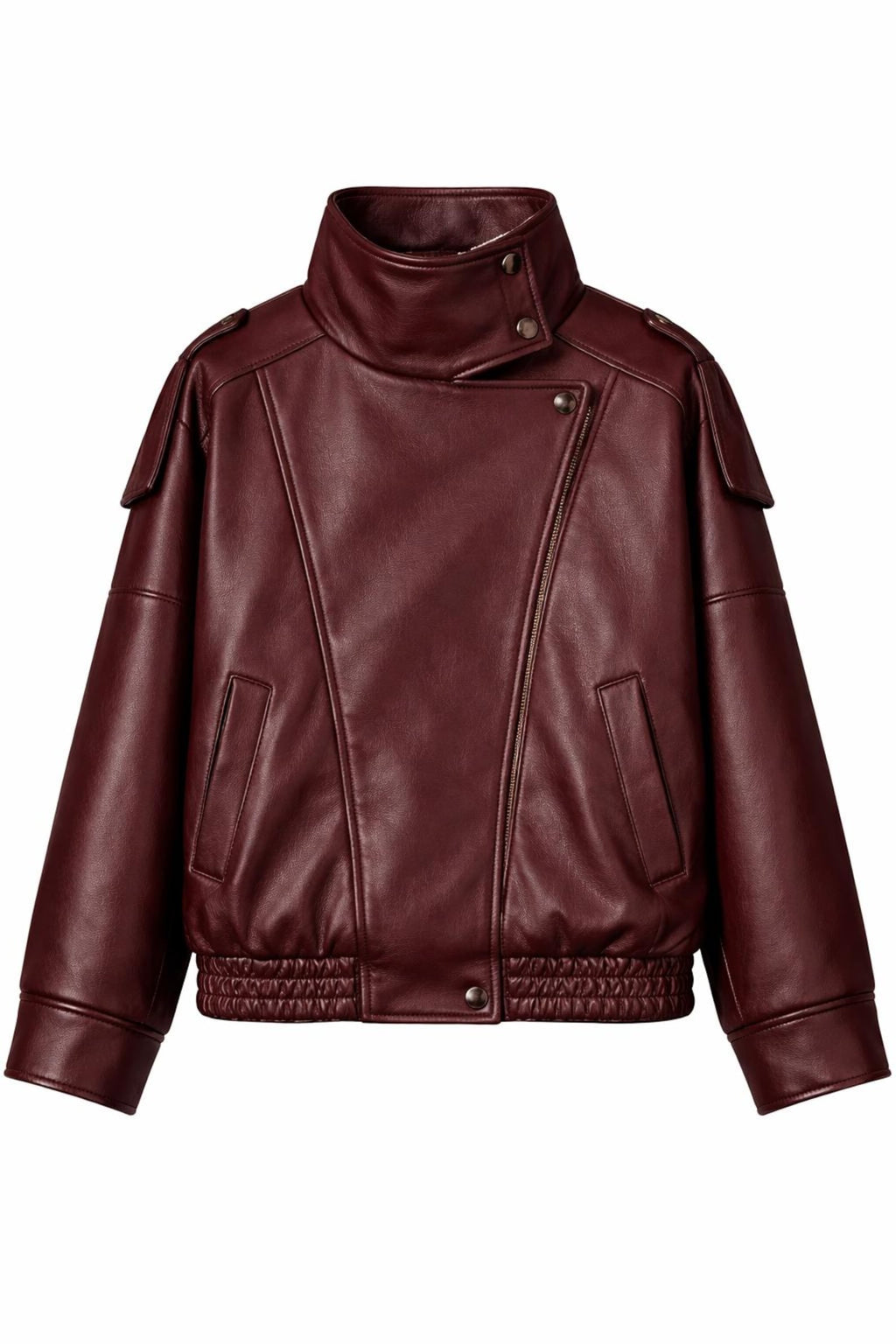 Oversized Burgundy Sheepskin Leather Jacket | Black Oversized Women's Jacket
