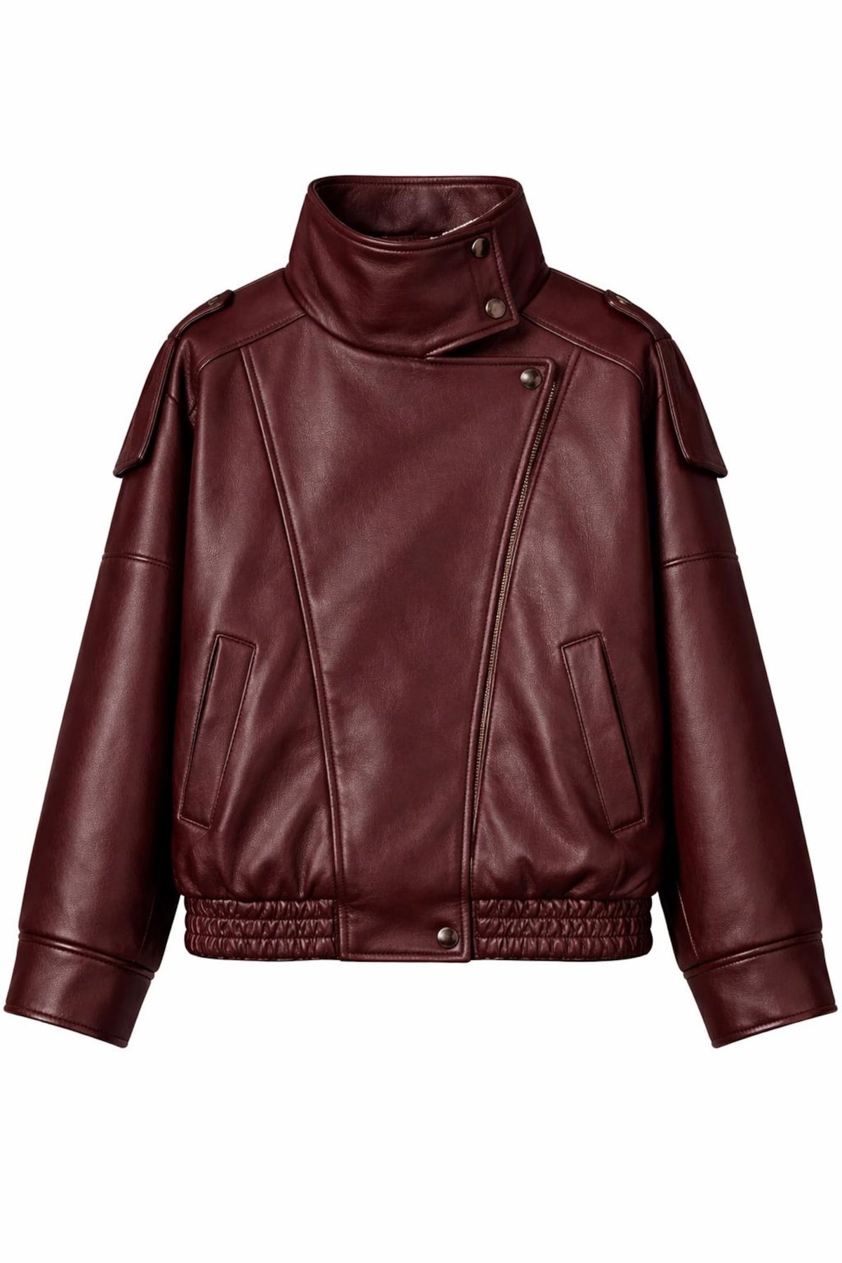 Oversized Burgundy Sheepskin Leather Jacket | Black Oversized Women's Jacket