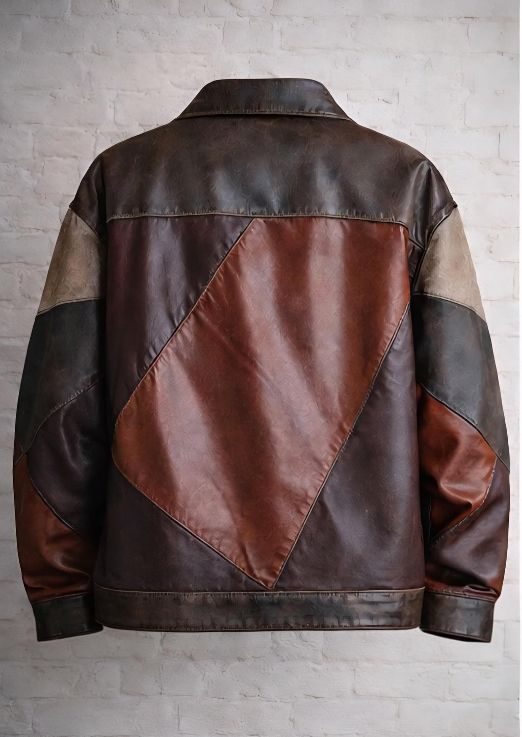 Oversized Patchwork Leather Jacket by Eagle Vogue
