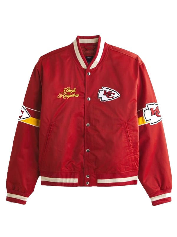 Abercrombie KC Chiefs Satin Varsity Red Jacket
