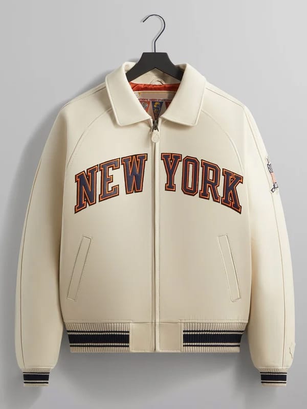 Kith & Avirex NY Knicks Icon Leather Bomber Jacket