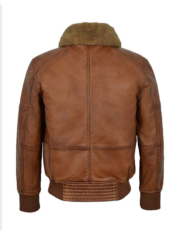 Men's Air Force Shearling Brown Leather Jacket - view 2