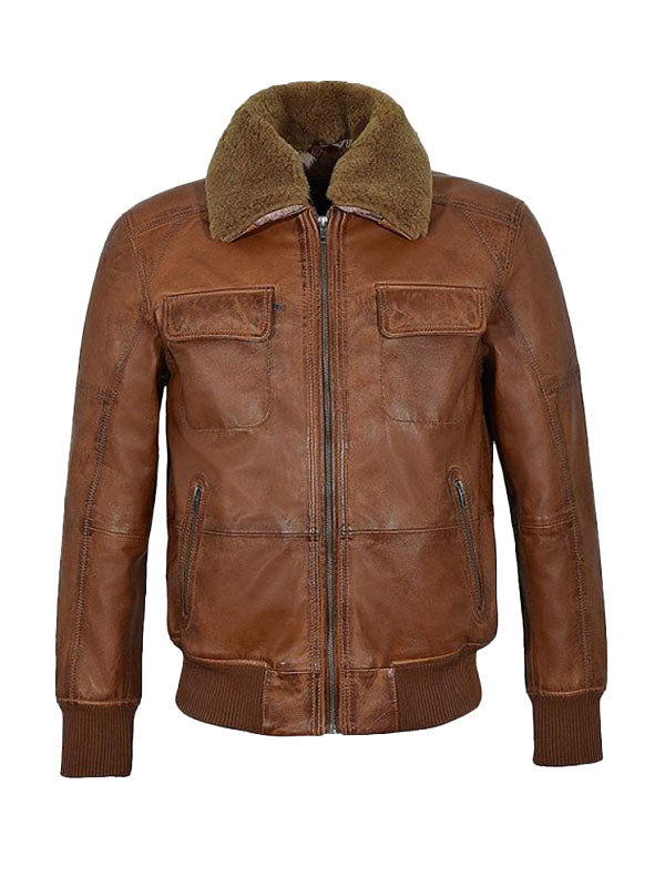 Men's Air Force Shearling Brown Leather Jacket