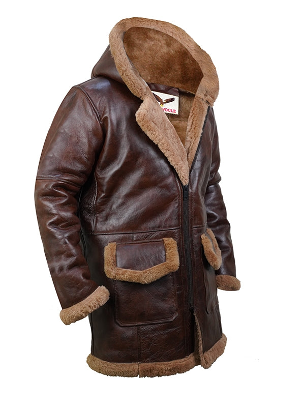 Men's Aviator B3 Shearling Brown Leather Coat - view 2