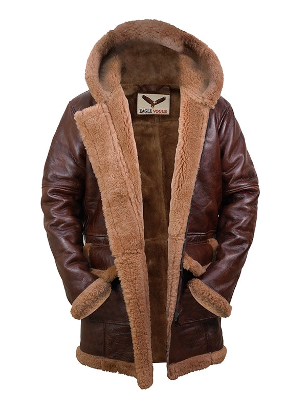 Men's Aviator B3 Shearling Brown Leather Coat - view 3
