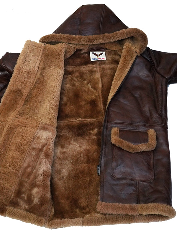 Men's Aviator B3 Shearling Brown Leather Coat - view 5