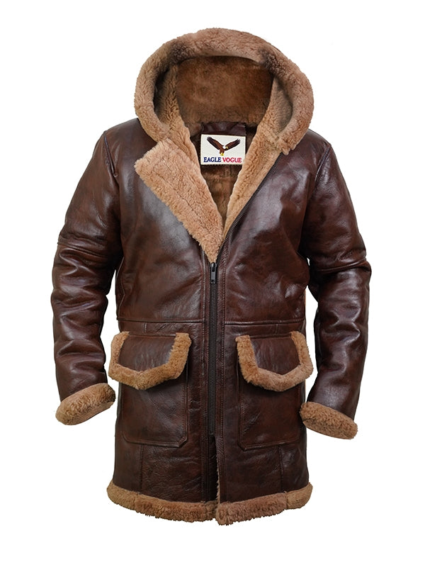 Men's Aviator B3 Shearling Brown Leather Coat