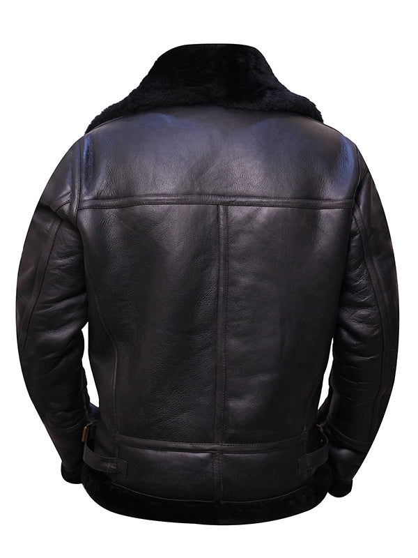 Men's Black Aviator B3 Shearling Leather Jacket - view 2