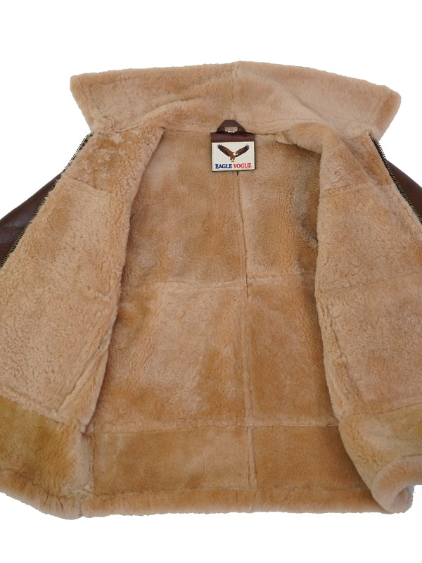 Men's Brown Aviator B3 Shearling Leather Jacket - view 5