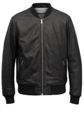 Men's black Leather Bomber Jacket