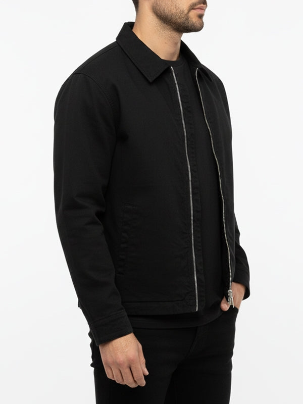 Men's Black Harrington Bomber Cotton Jacket - view 2