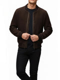 Men’s Classic Bomber Brown Suede Leather Jacket