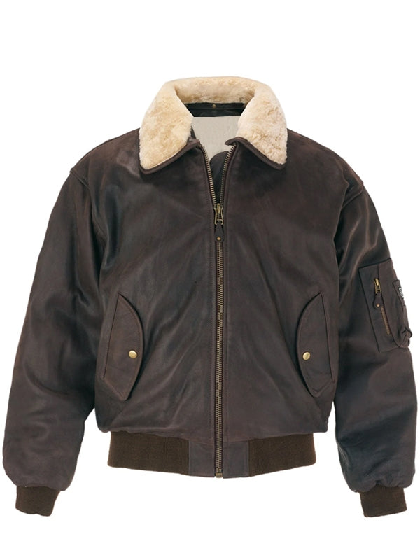 Men’s Brown Removable Fur A-2 Jacket