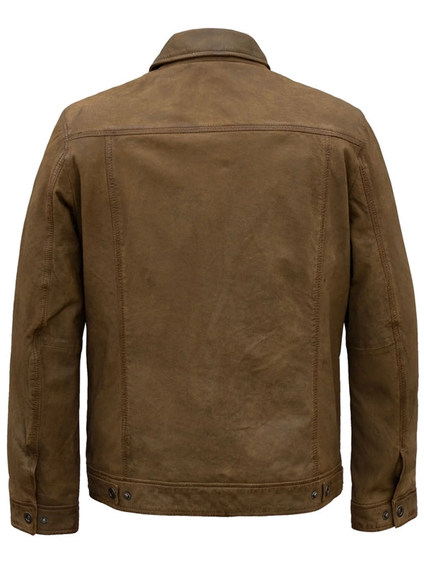 Men’s Trucker Style Suede Leather Jacket - view 2