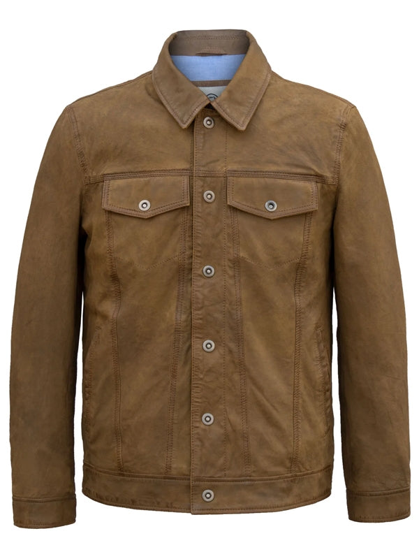 Men’s Trucker Style Suede Leather Jacket