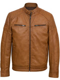 Men’s Café Racer Tan Brown Leather Jacket