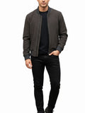 Men’s Classic Bomber Grey Suede Leather Jacket