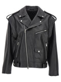Men's Cross Zipper Biker Black Leather Jacket